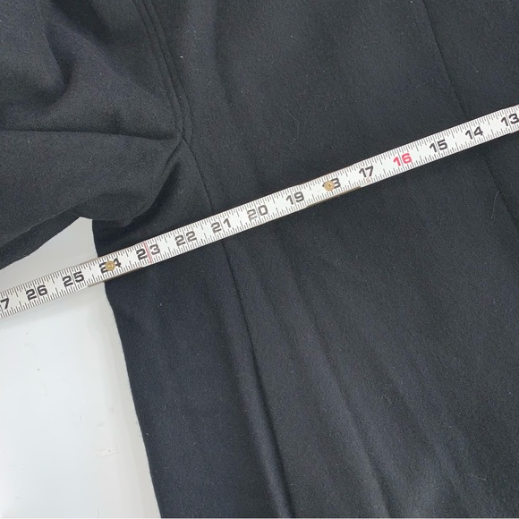 Larry Levine Vintage Black Full Length 100% Wool Collarless Winter Coat Size 16 - Picture 11 of 12